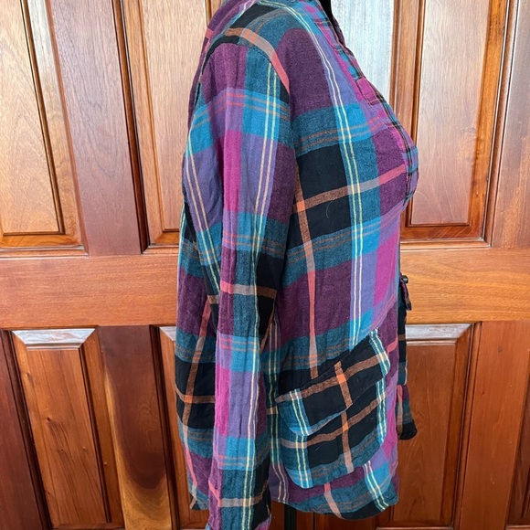 Natural Life Tunic Top Shirt Long Sleeve Colorful Plaid Pockets Boho Size Small - Picture 4 of 10